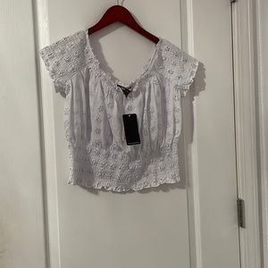 white flower print blouse